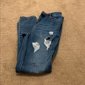 medium wash blue jeans
